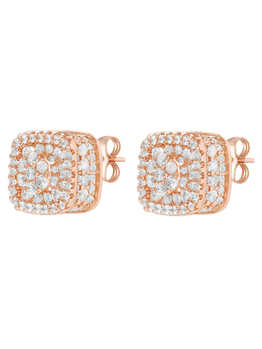 Peora Crystal Cluster Stud Earrings - Rose Gold