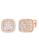 Peora Crystal Cluster Stud Earrings - Rose Gold