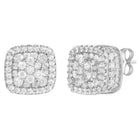 Peora Rhodium Plated Crystal Cluster Stud Earrings