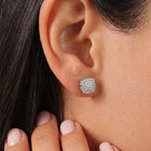 Peora Rhodium Plated Crystal Cluster Stud Earrings