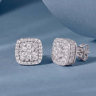 Peora Rhodium Plated Crystal Cluster Stud Earrings