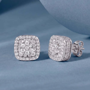 Peora Rhodium Plated Crystal Cluster Stud Earrings