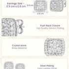 Peora Rhodium Plated Crystal Cluster Stud Earrings