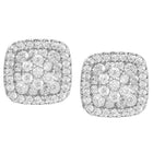Peora Rhodium Plated Crystal Cluster Stud Earrings