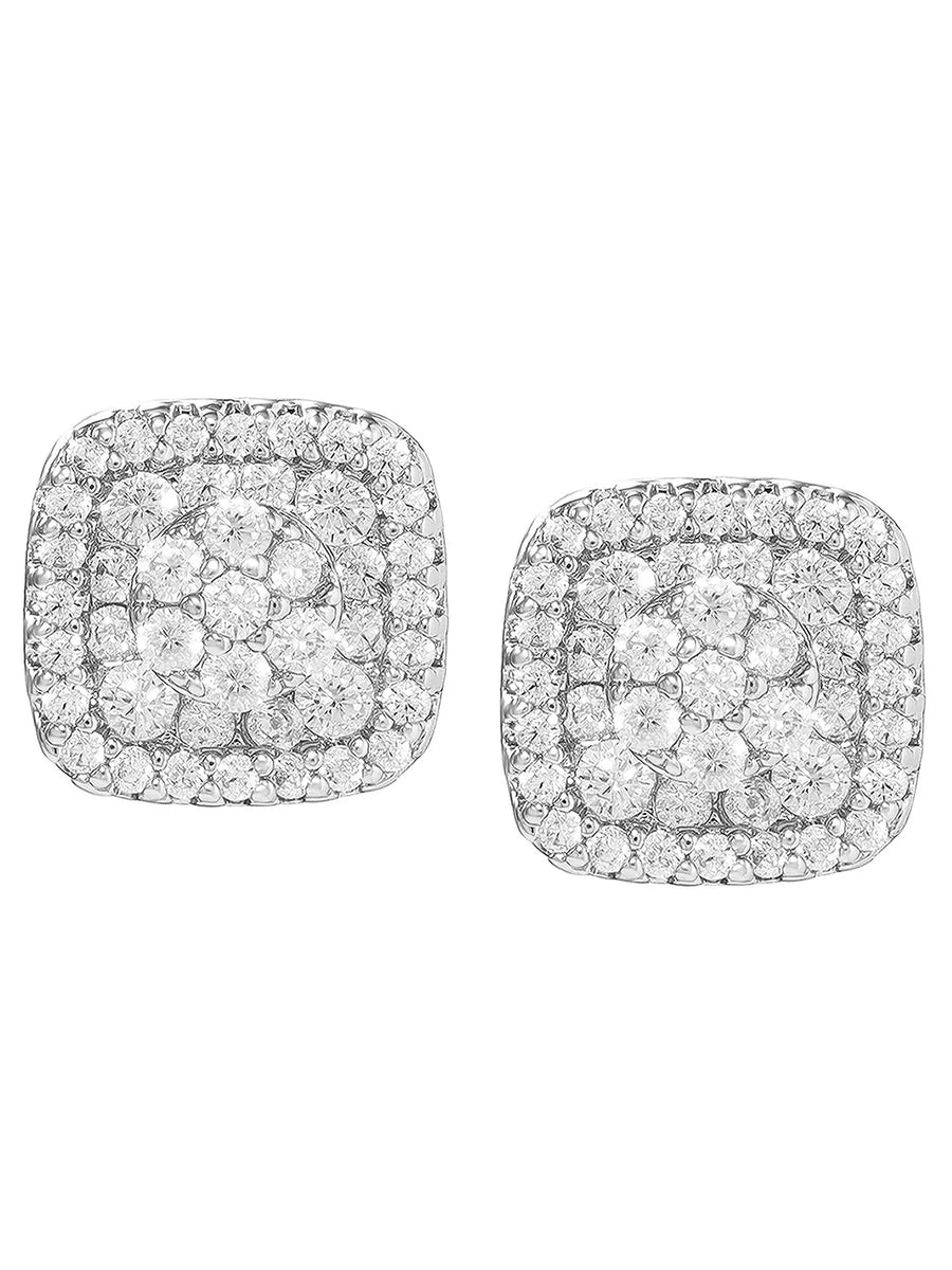 Peora Crystal Cluster Stud Earrings - Silver