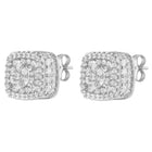 Peora Rhodium Plated Crystal Cluster Stud Earrings