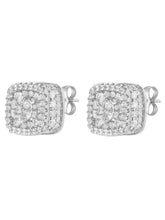 Peora Crystal Cluster Stud Earrings - Silver