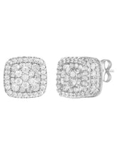 Peora Crystal Cluster Stud Earrings - Silver