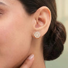 Peora Rose Gold Plated Cluster CZ Stud Earrings