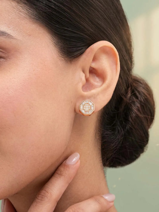 Peora Cluster CZ Stud Earrings - Silver