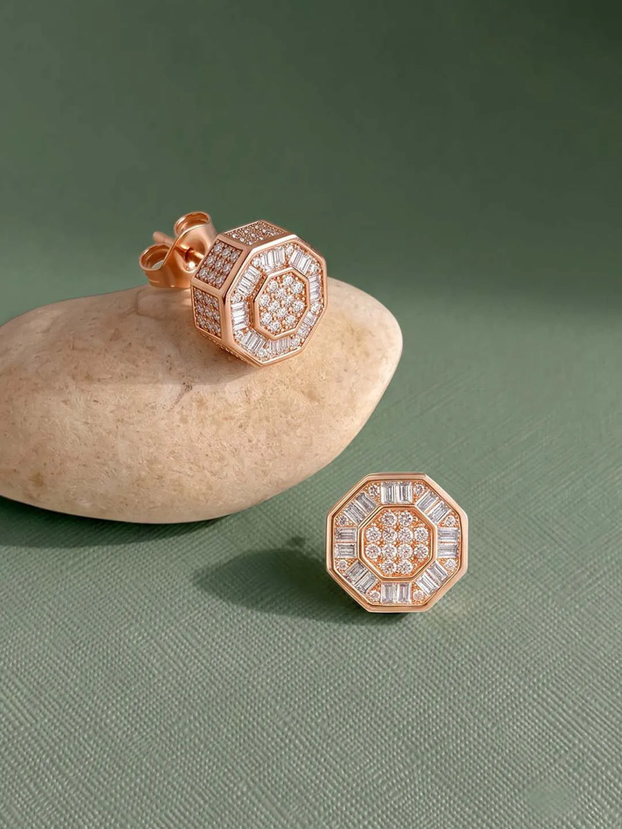 Peora Cluster CZ Stud Earrings - Silver