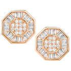Peora Rose Gold Plated Cluster CZ Stud Earrings