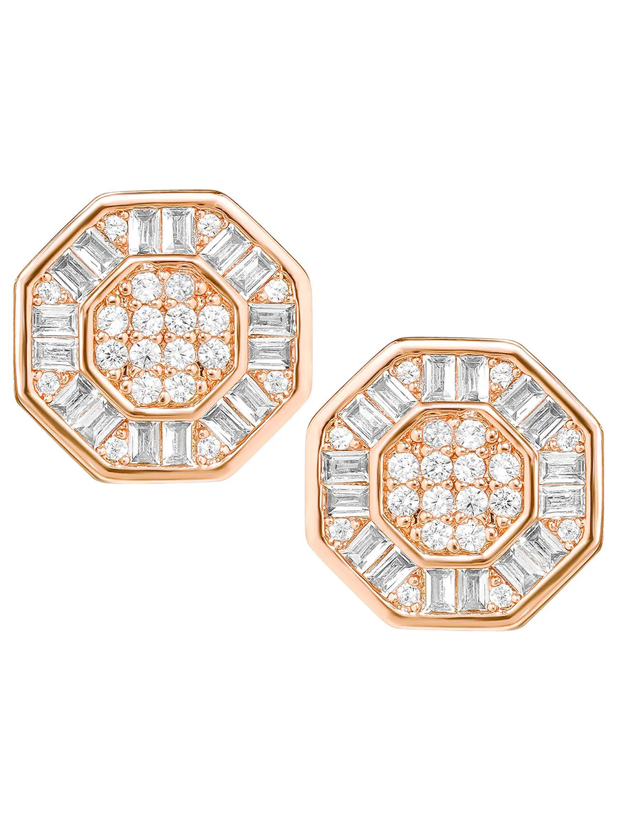Peora Cluster CZ Stud Earrings - Silver