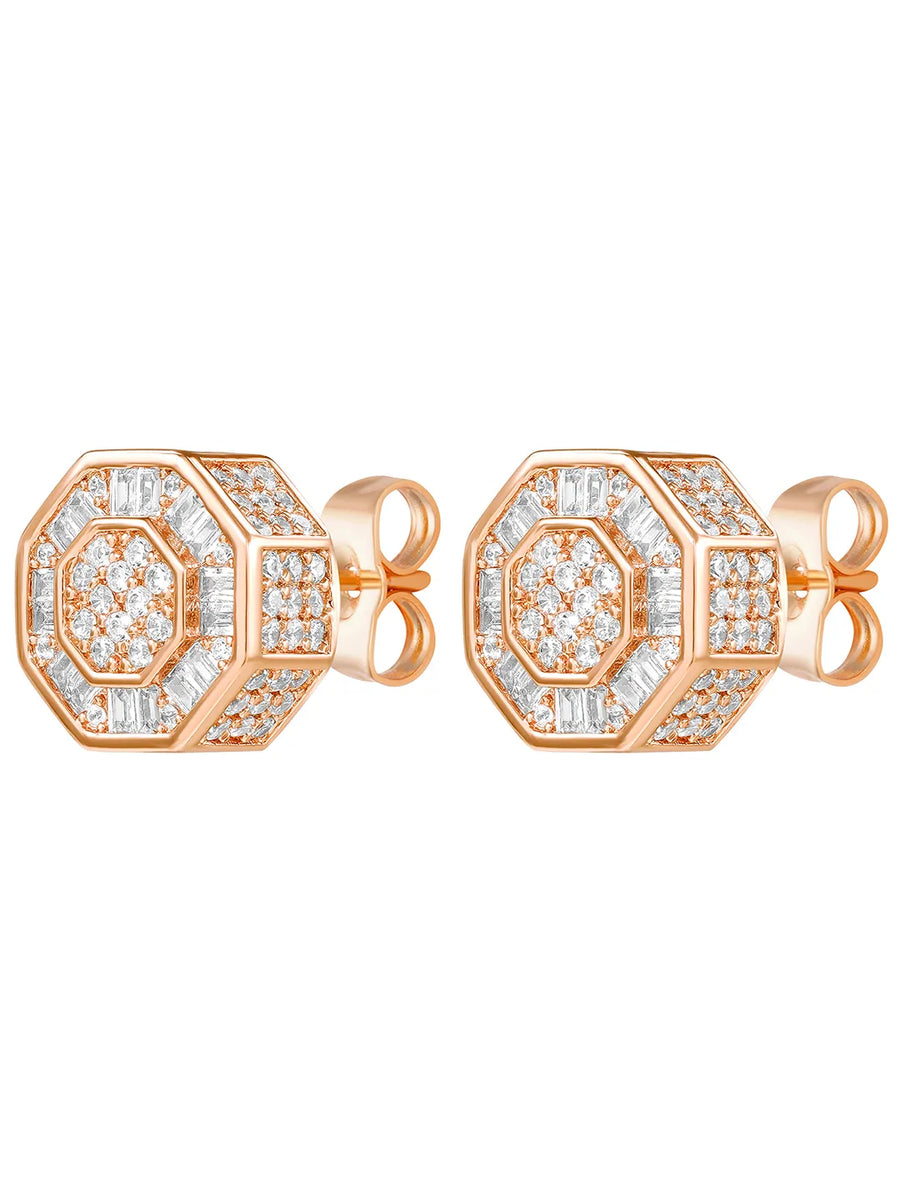 Peora Cluster CZ Stud Earrings - Silver