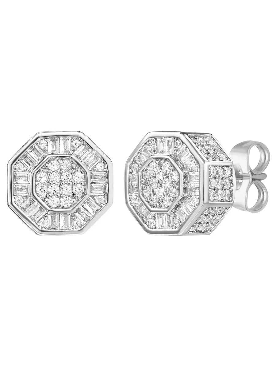 Peora Cluster CZ Stud Earrings - Rose Gold