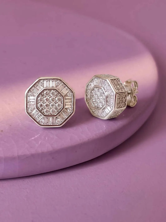 Peora Cluster CZ Stud Earrings - Rose Gold
