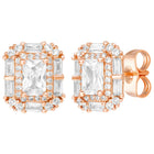Peora Square CZ Stud Earrings - Rose Gold
