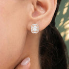 Peora Square CZ Stud Earrings - Rose Gold