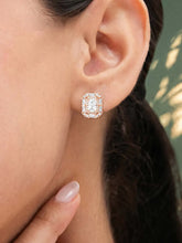 Peora Square CZ Stud Earrings - Rose Gold