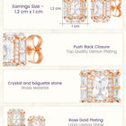 Peora Square CZ Stud Earrings - Rose Gold