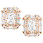 Peora Square CZ Stud Earrings - Rose Gold