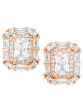 Peora Square CZ Stud Earrings - Rose Gold