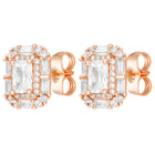 Peora Square CZ Stud Earrings - Rose Gold