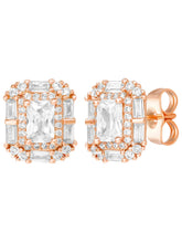 Peora Square CZ Stud Earrings - Rose Gold