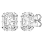 Peora Square CZ Stud Earrings - Silver