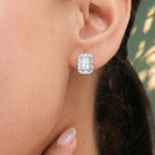 Peora Square CZ Stud Earrings - Silver