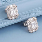 Peora Square CZ Stud Earrings - Silver