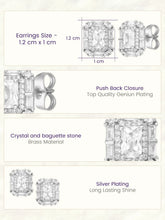 Peora Square CZ Stud Earrings - Silver