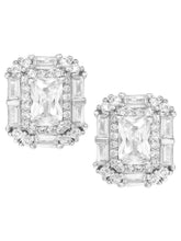 Peora Square CZ Stud Earrings - Silver