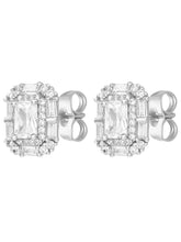 Peora Square CZ Stud Earrings - Silver