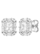 Peora Square CZ Stud Earrings - Silver
