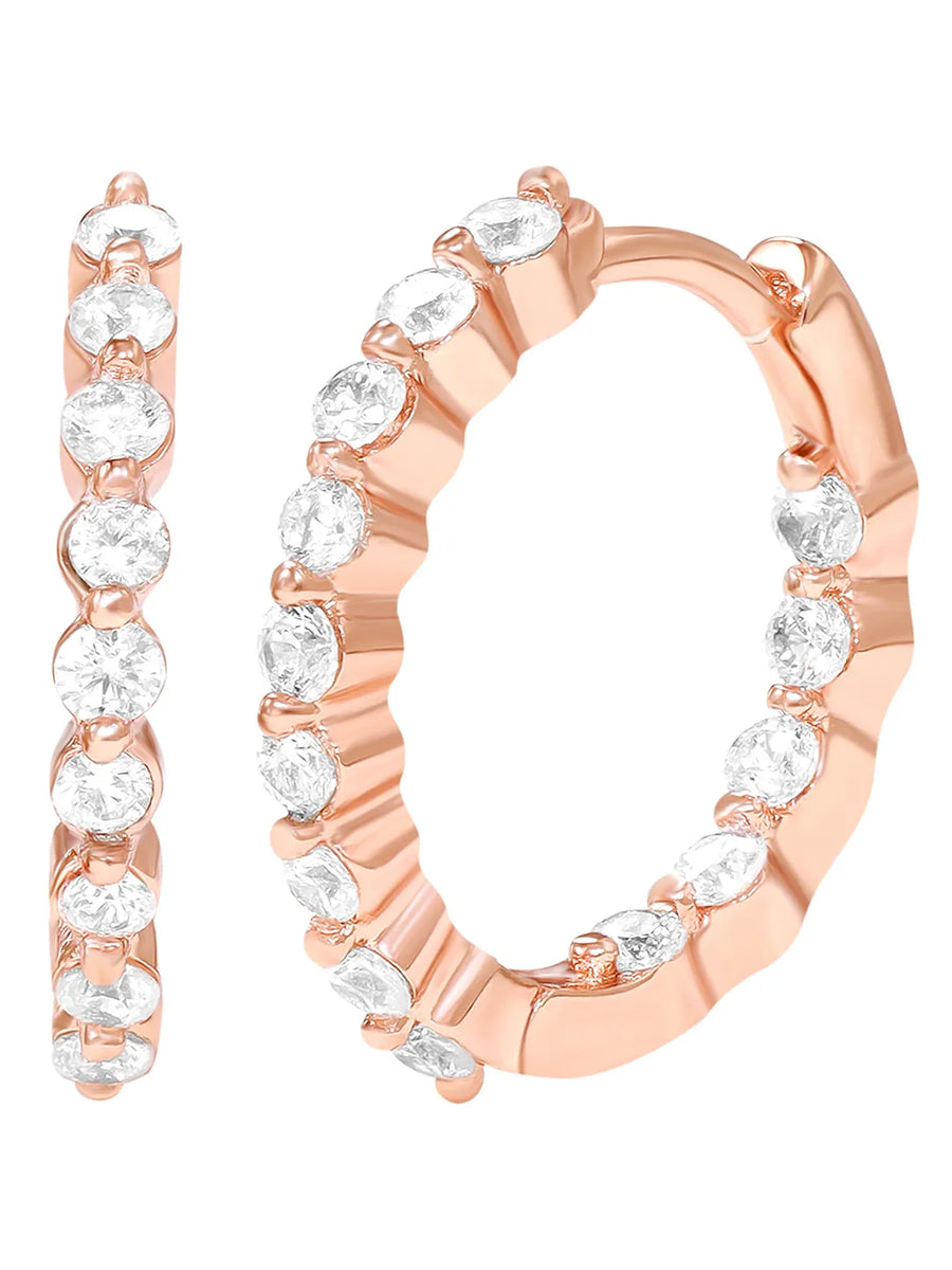 Peora Diamond Look Hoop Earrings - Rose Gold