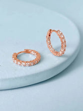 Peora Diamond Look Hoop Earrings - Rose Gold