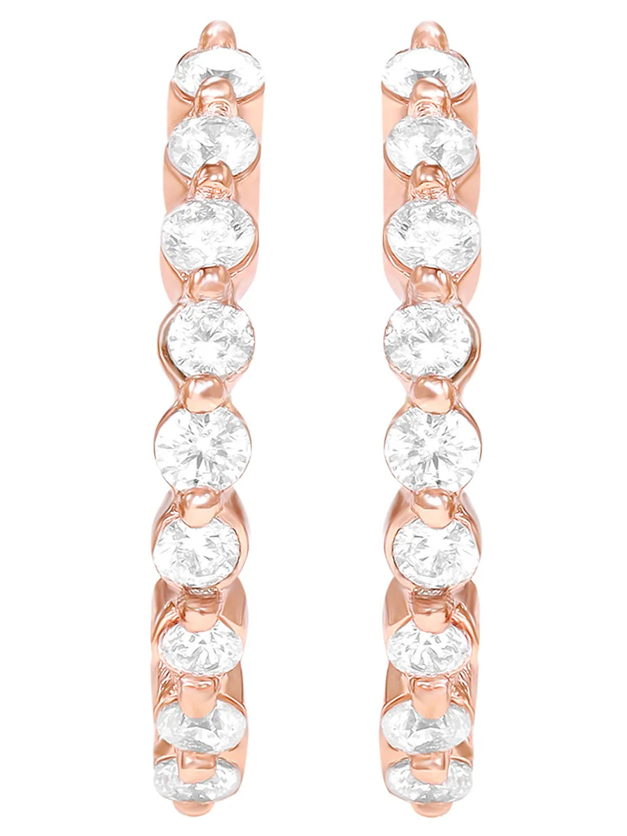 Peora Diamond Look Hoop Earrings - Rose Gold