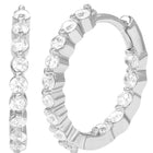 Peora Diamond Look Hoop Earrings - Silver