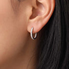 Peora Diamond Look Hoop Earrings - Silver