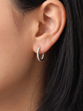 Peora Diamond Look Hoop Earrings - Silver