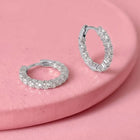 Peora Diamond Look Hoop Earrings - Silver