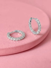 Peora Diamond Look Hoop Earrings - Silver