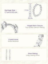Peora Diamond Look Hoop Earrings - Silver