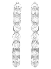 Peora Diamond Look Hoop Earrings - Silver