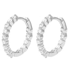 Peora Diamond Look Hoop Earrings - Silver