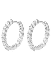 Peora Diamond Look Hoop Earrings - Silver