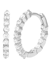 Peora Diamond Look Hoop Earrings - Silver
