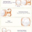 Peora Pearl Glow Stud Earrings - Rose Gold