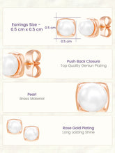 Peora Pearl Glow Stud Earrings - Rose Gold